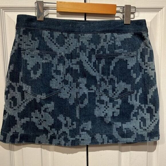 Rag & Bone Marina Textured Blue Indigo Wrap Denim Mini Skirt Size 6 - Picture 8 of 13